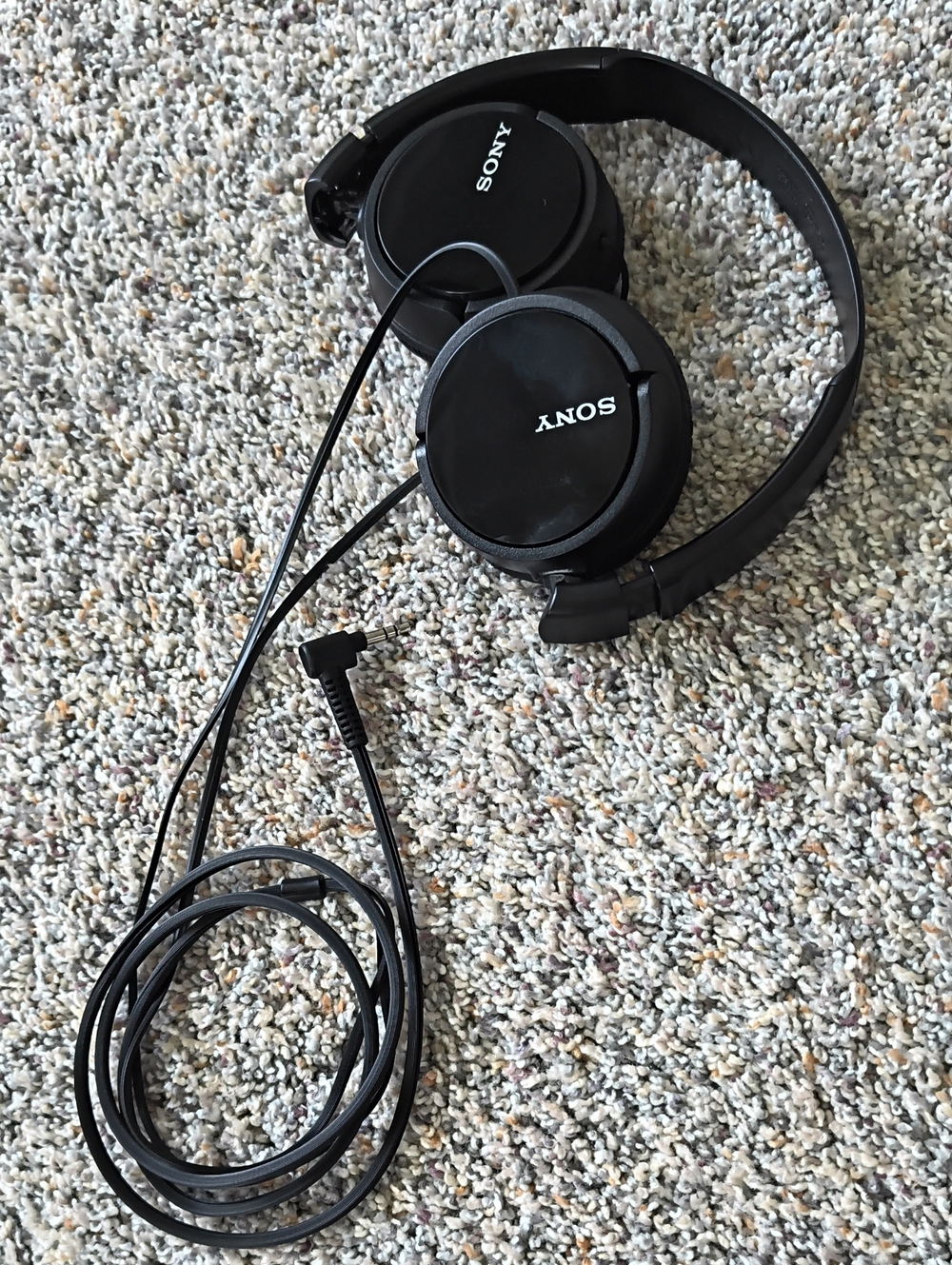 Sony Black Wired Headphones with Adjustable Design